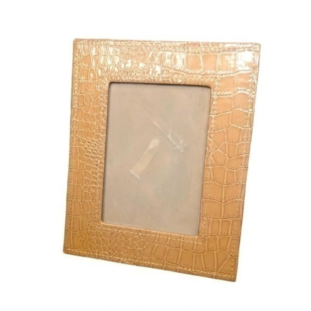 5x7” PICTURE FRAME | Chic Glossy Beige Reptile Print Photo Frame